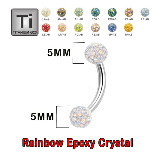 Titan G23 Banana mit zwei Regenbogen Kristall Epoxy Kugeln (5+5mm) - Stärke 1.6mm