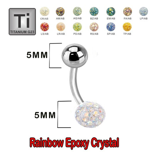 Titan G23 Banana mit Regenbogen Kristall Epoxy Kugel (5+5mm) - Stärke 1.6mm