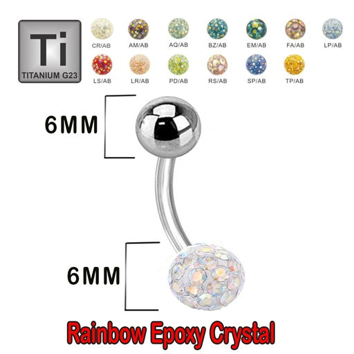 Titan G23 Banana mit Regenbogen Kristall Epoxy Kugel (6+6mm) - Stärke 1.6mm