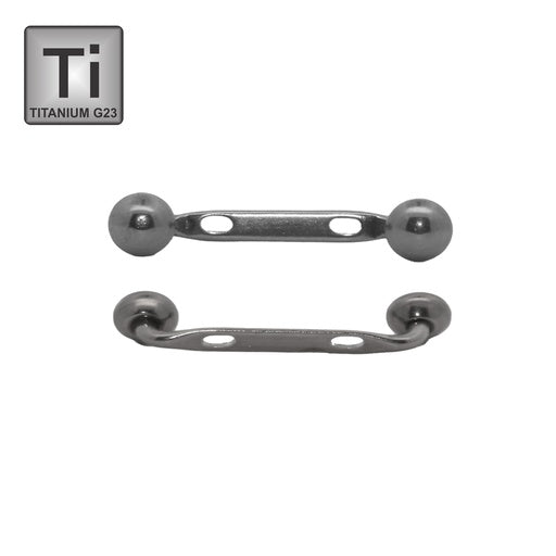 90° Titan G23 Surface Barbell mit gelochter Anchor Platte und abgerundeter Disc - Stärke 1.2mm mit Stabhöhe 1.5mm