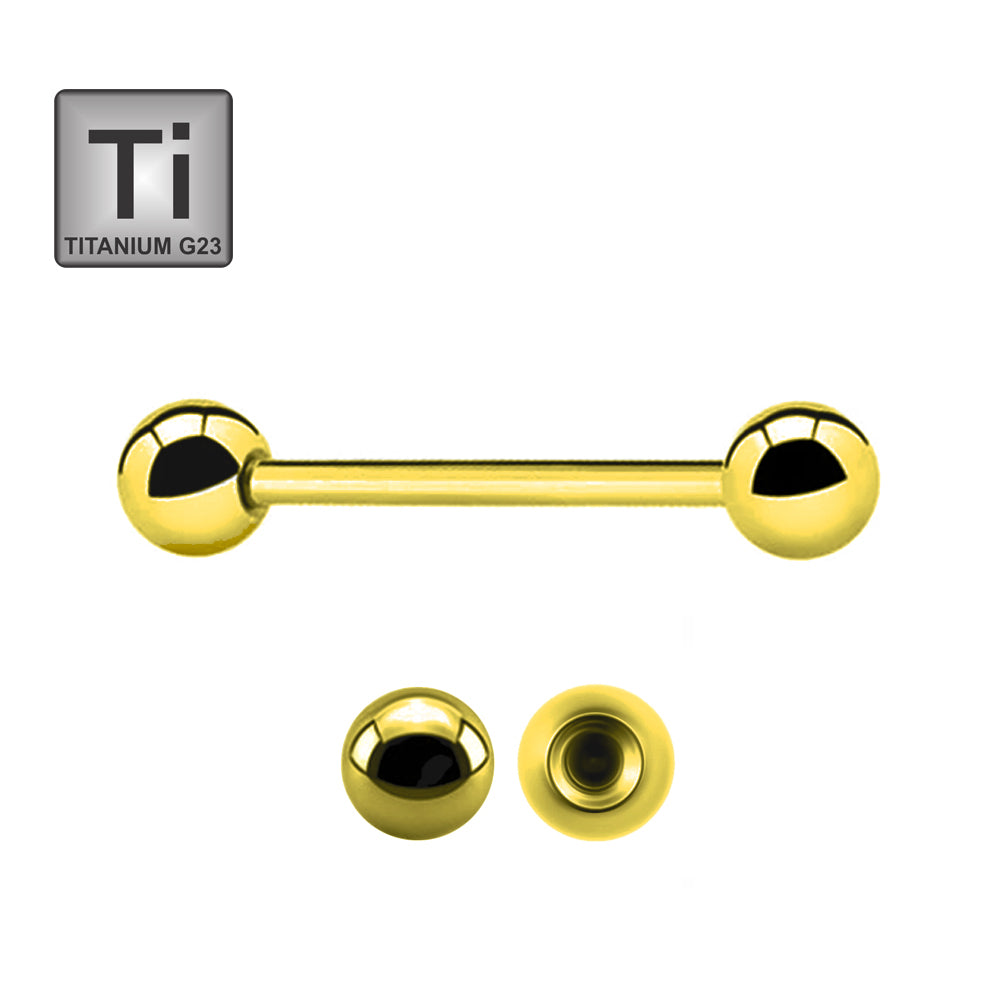 18K Gold Titan Barbell mit Kugeln (3mm) - Stärke 1.2mm Länge 10mm