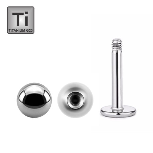 Titanium labret with ball - thickness 1.0mm