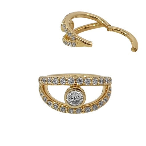 585er Echt-Gelbgold (14K) Segmentring Clicker mit Cubic Zirkonia - Stärke 1.2mm Durchmesser 8mm