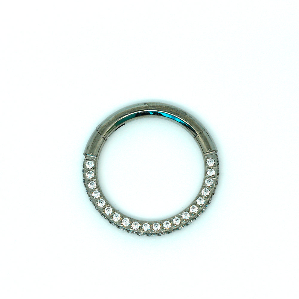 Titan G23 Segmentring Clicker mit Cubic Zirkonia Kristallen -ZWEISEITIG - Stärke 1.2mm Durchmesser 8mm
