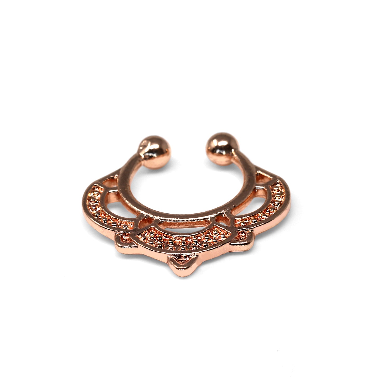 18K Rose Gold Fashion Brass Clip-On Septum Ring mit Design