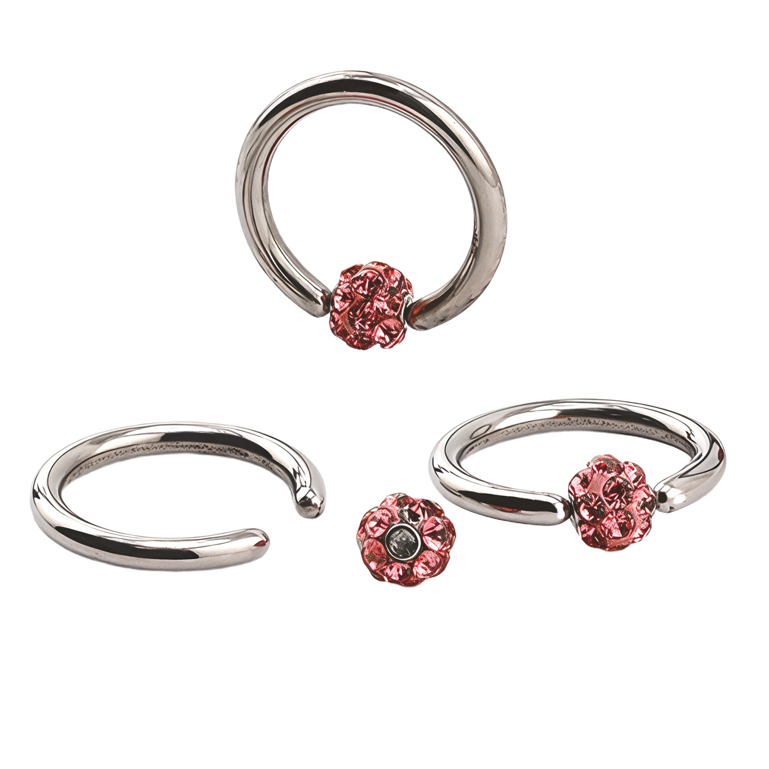 Titan G23 BCR mit Kristall Epoxy Clip-in Kugel in RS-Rose - Stärke 1.2mm Durchmesser 8mm