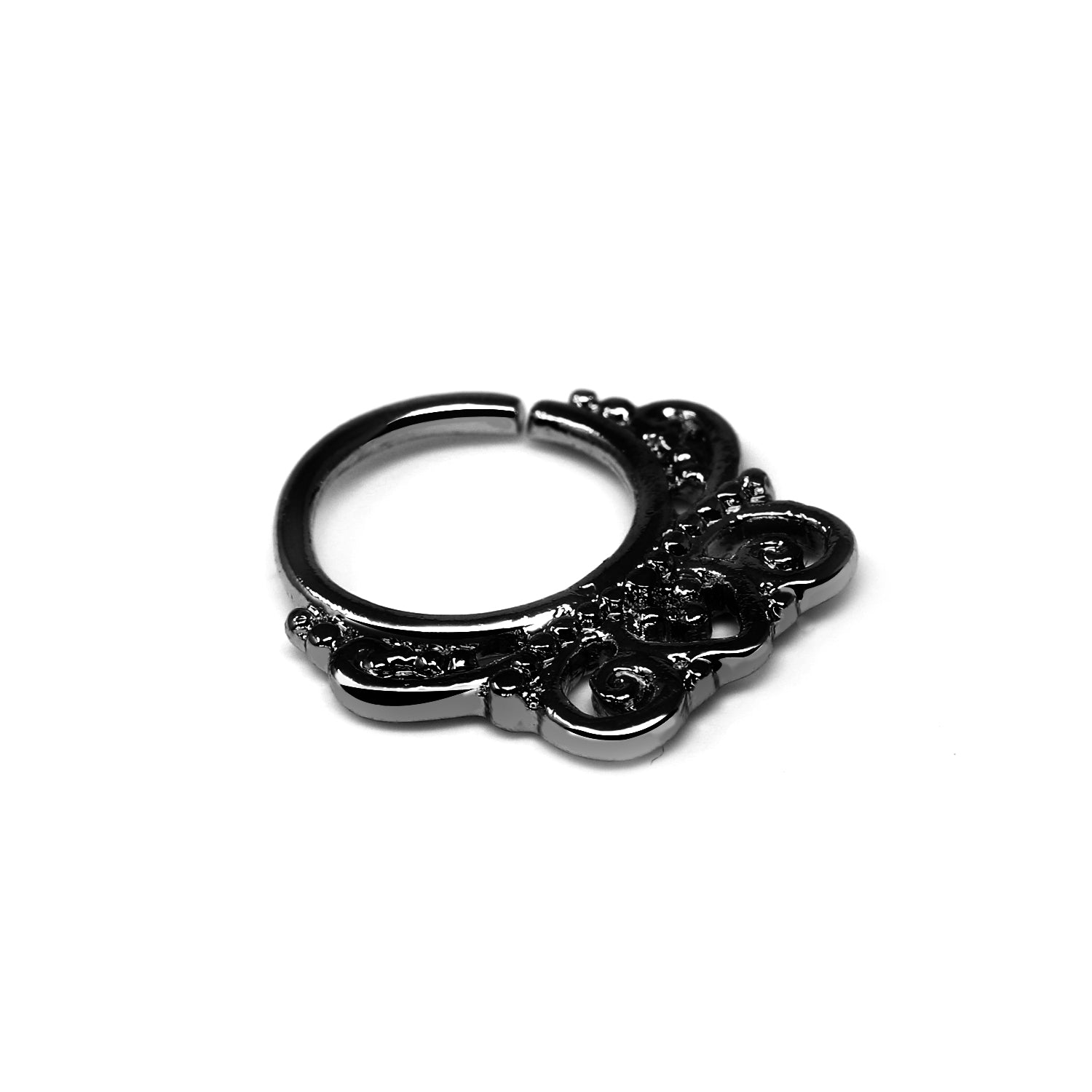 Black Fashion Brass Septum Ring mit Design - biegsam - Stärke 1.2mm