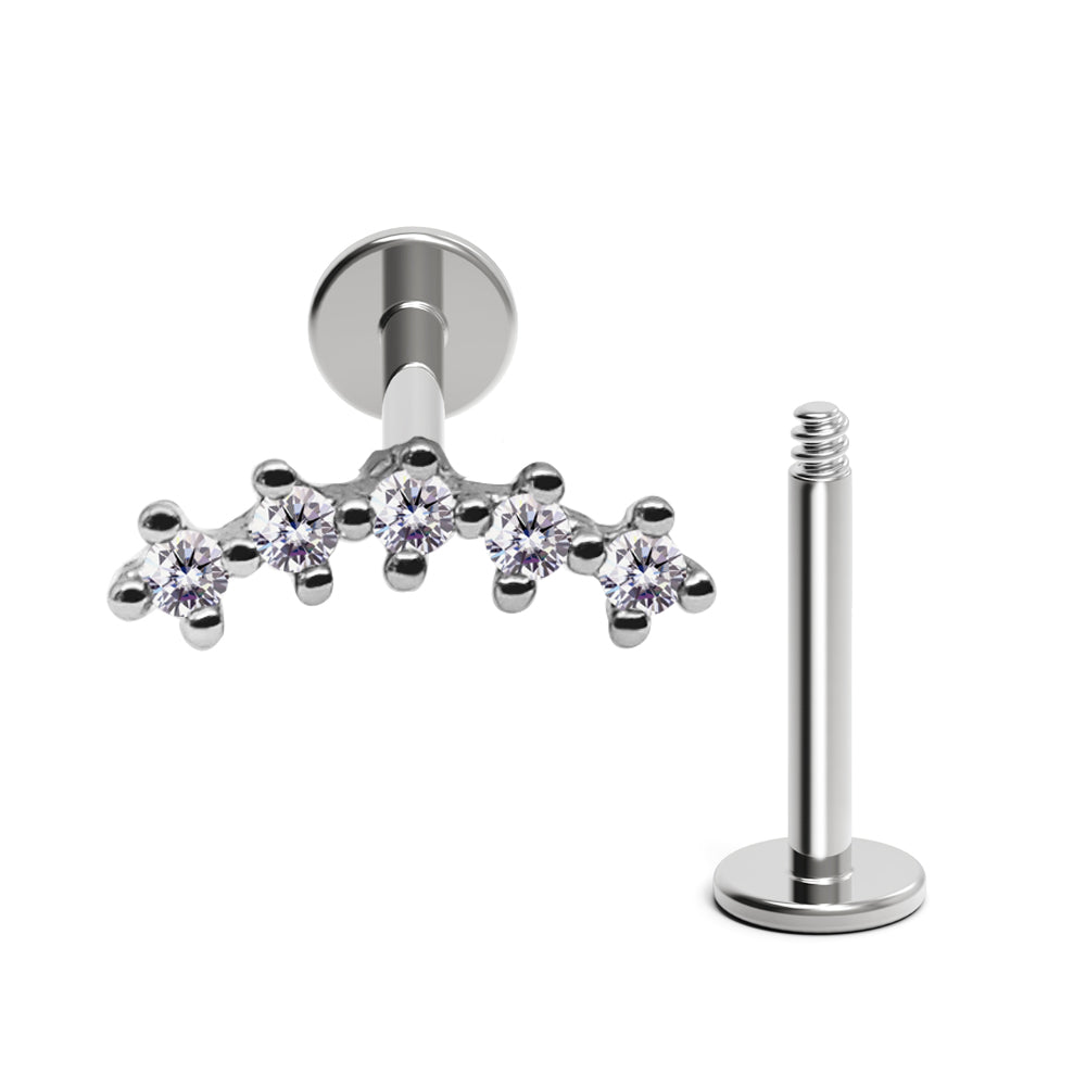 Steel 316L Helix Labret im Fashion Design mit Kristallen - Kristallklar - Stärke 1.2mm