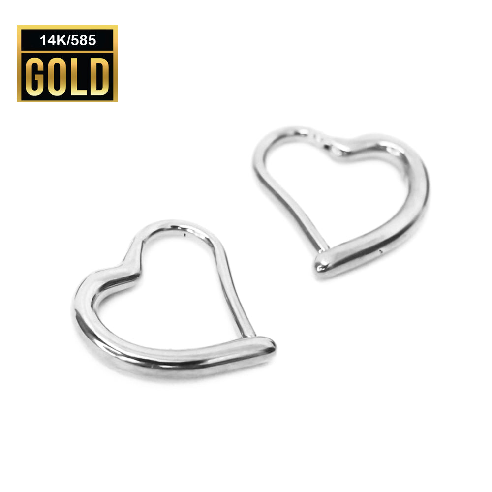 585er Echt-Weißgold (14K) Segmentring Clicker im Herz Design - Stärke 1.0mm Durchmesser 10mm