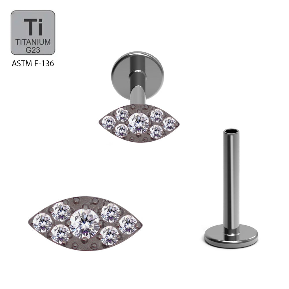 Titan G23 Labret mit Innengewinde und Zirconia Design