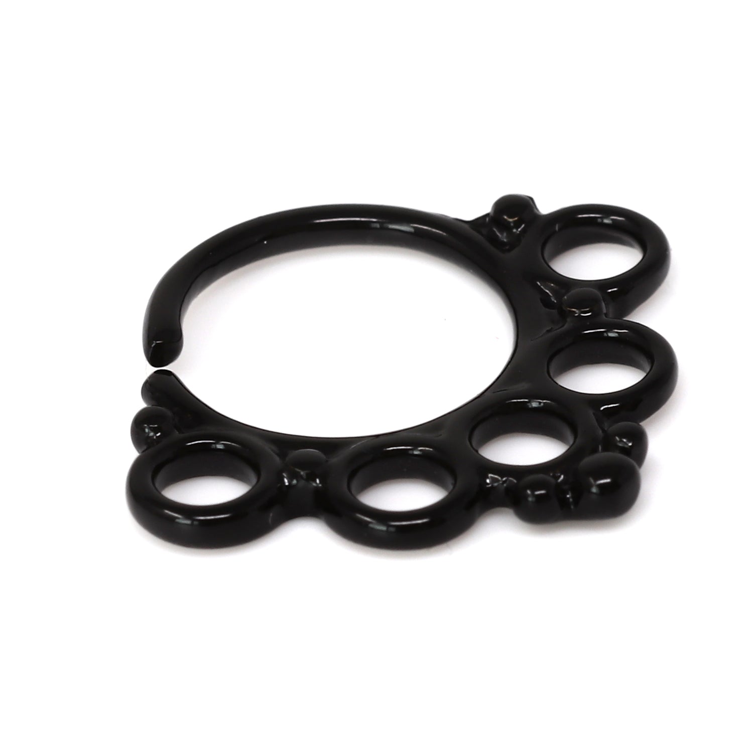Black Fashion Brass Septum Ring mit Design - biegsam - Stärke 1.2mm