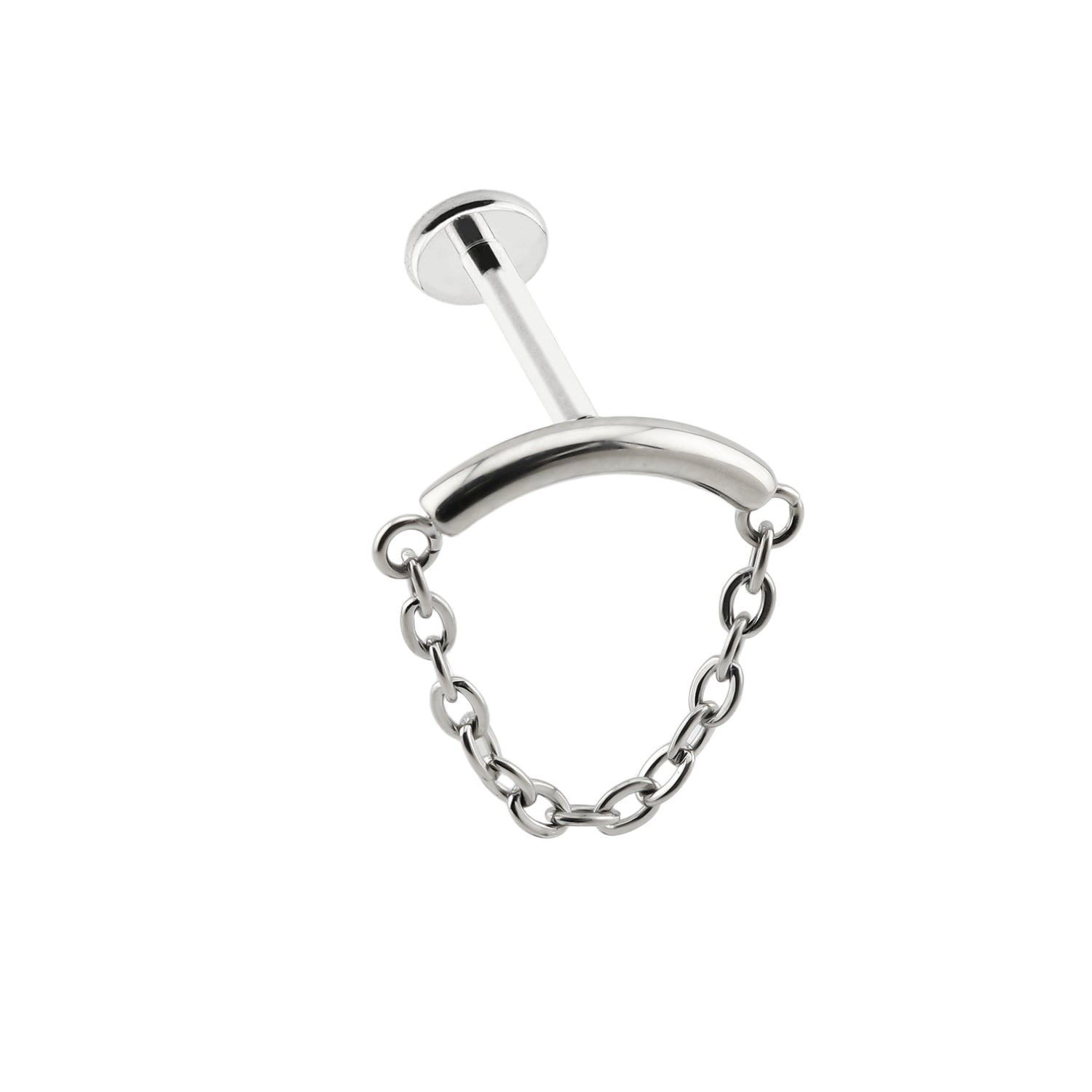 Premium Hidden Helix/ Rook Labret aus Titan G23 mit Weißgold Veredelung und Kette - Stärke 1.2mm mit Innengewinde 0.9mm