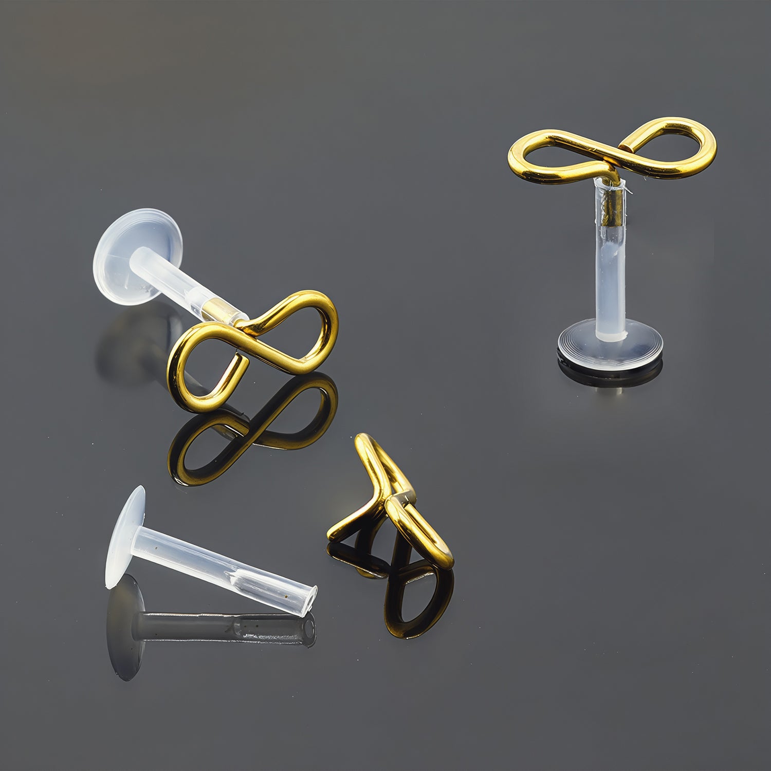 Push-In Bioflex Labret mit Gold Steel Top im Endless Design - Stärke 1.2mm Länge 8mm