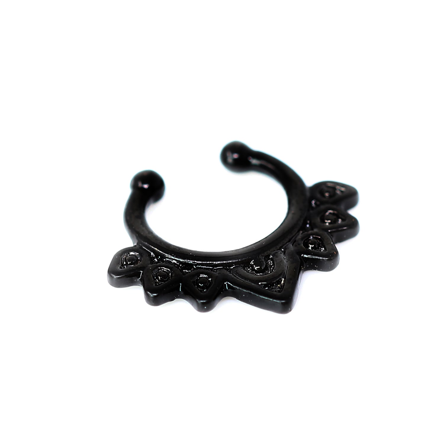 Black Fashion Brass Clip-On Septum Ring mit Design