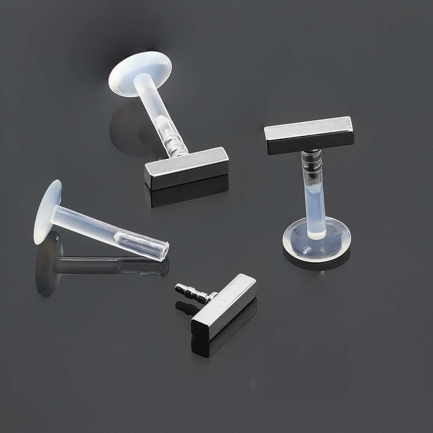Push-In Bioflex Labret mit Steel Top und Design - Stärke 1.2mm