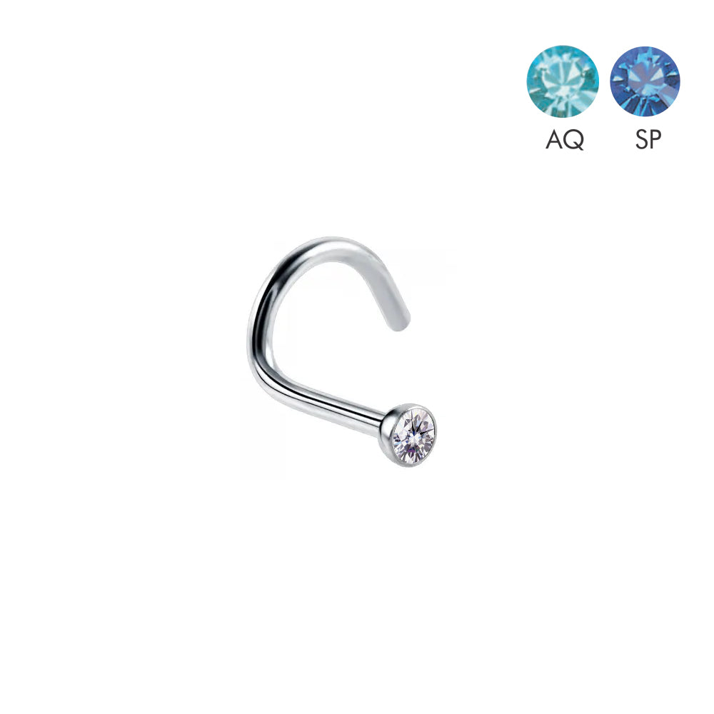 Steel 316L Nasenspirale mit Kristall - Stärke 0.8mm Kristall 2mm