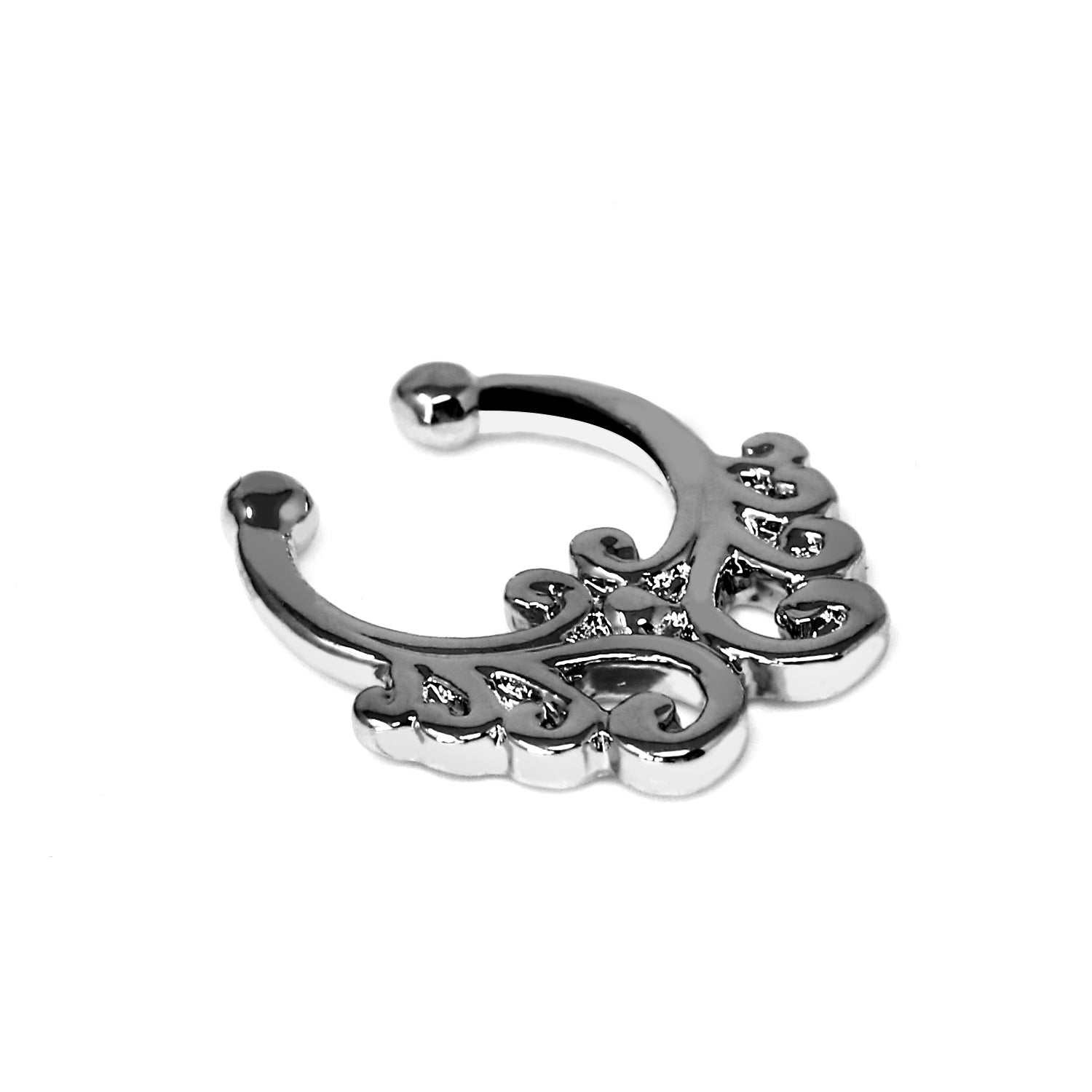 Rhodierter Fashion Brass Clip-On Septum Ring mit Design