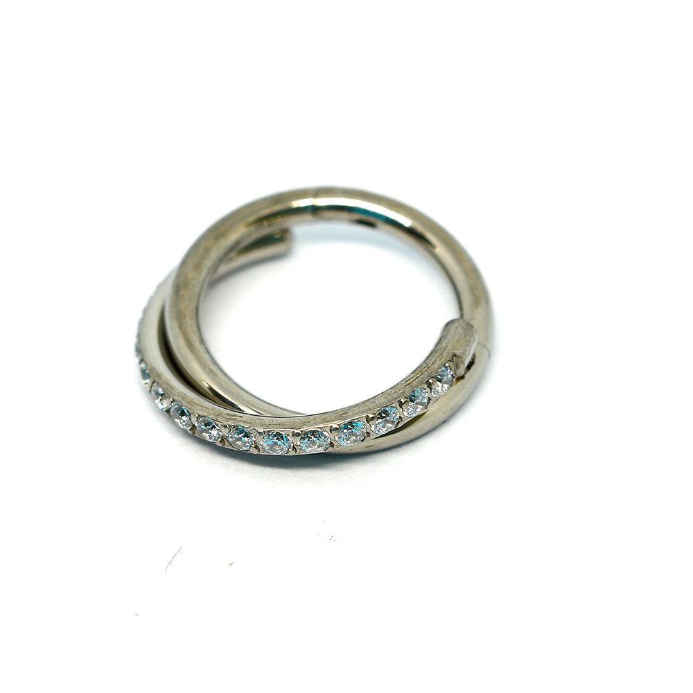 Titan G23 Segmentring Clicker mit Cubic Zirkonia Kristallen - Stärke 1.2mm Durchmesser 8mm