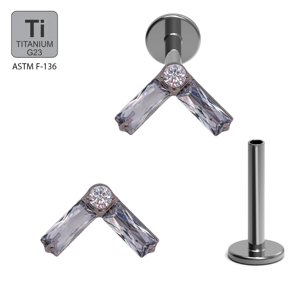 Titan G23 Labret mit Innengewinde und Zirconia Design