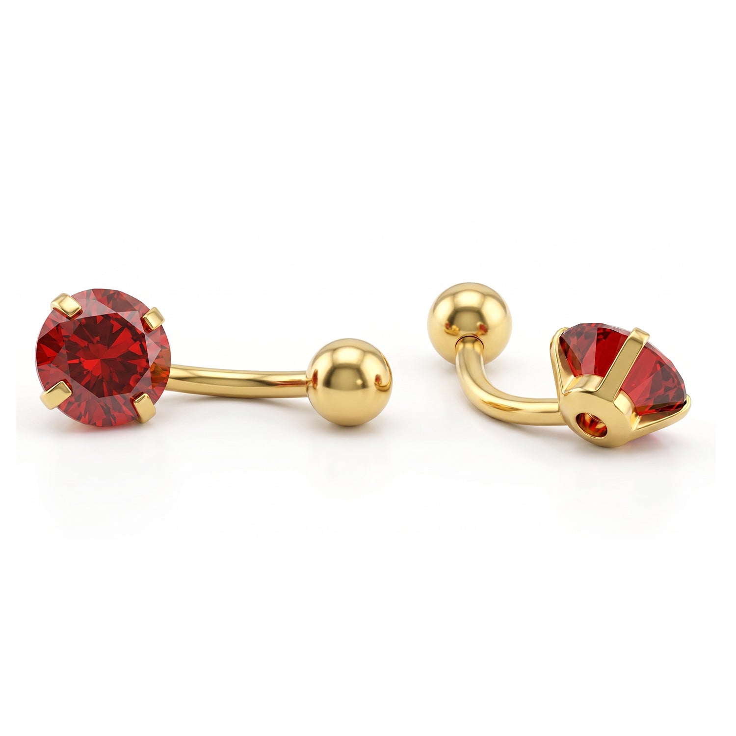 18K Gold Steel Bauchnabel Banana mit Zirkonia (5+8mm) - Stärke 1.6mm Länge 10mm - Light Siam