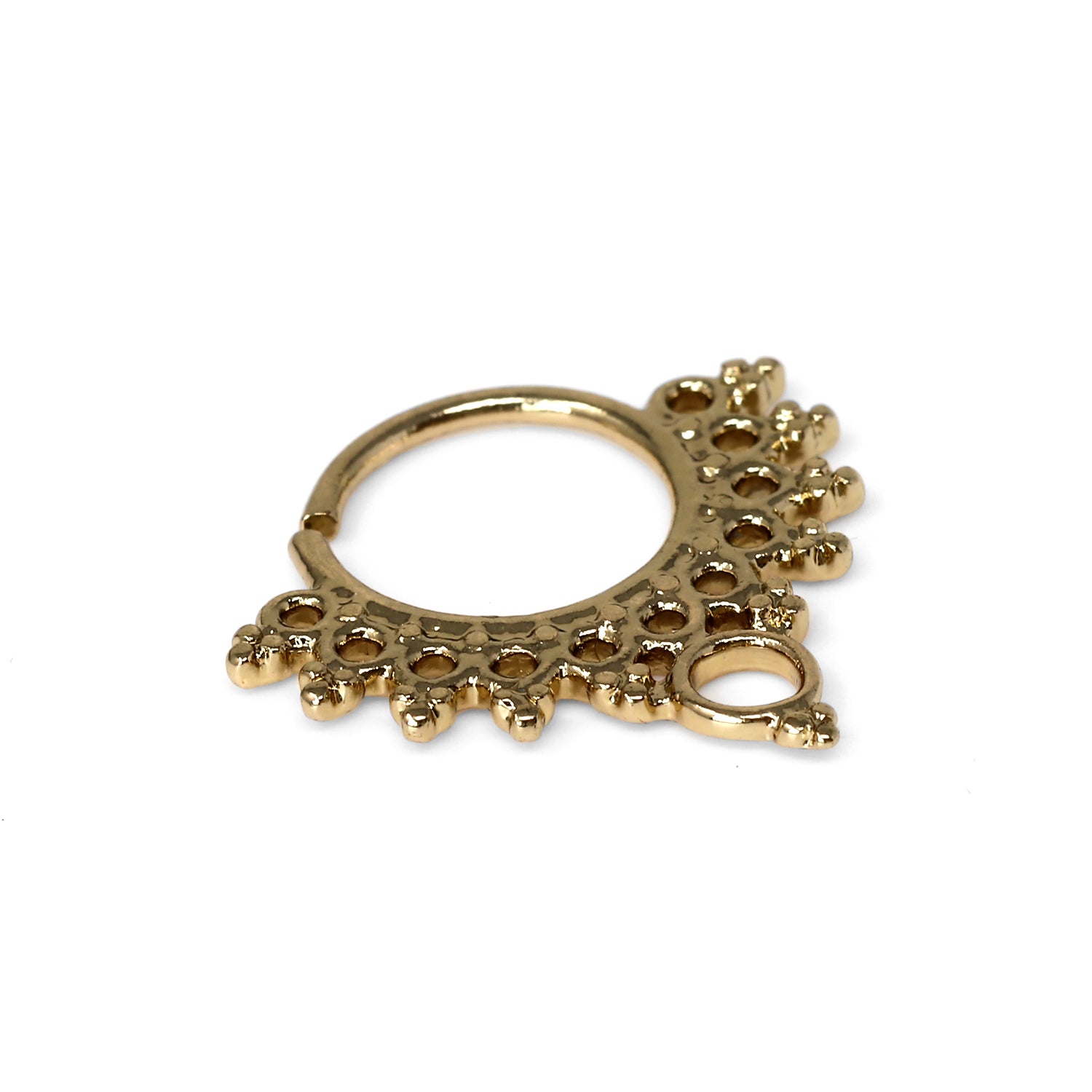 18K Gold Fashion Brass Septum Ring mit Design - biegsam - Stärke 1.2mm