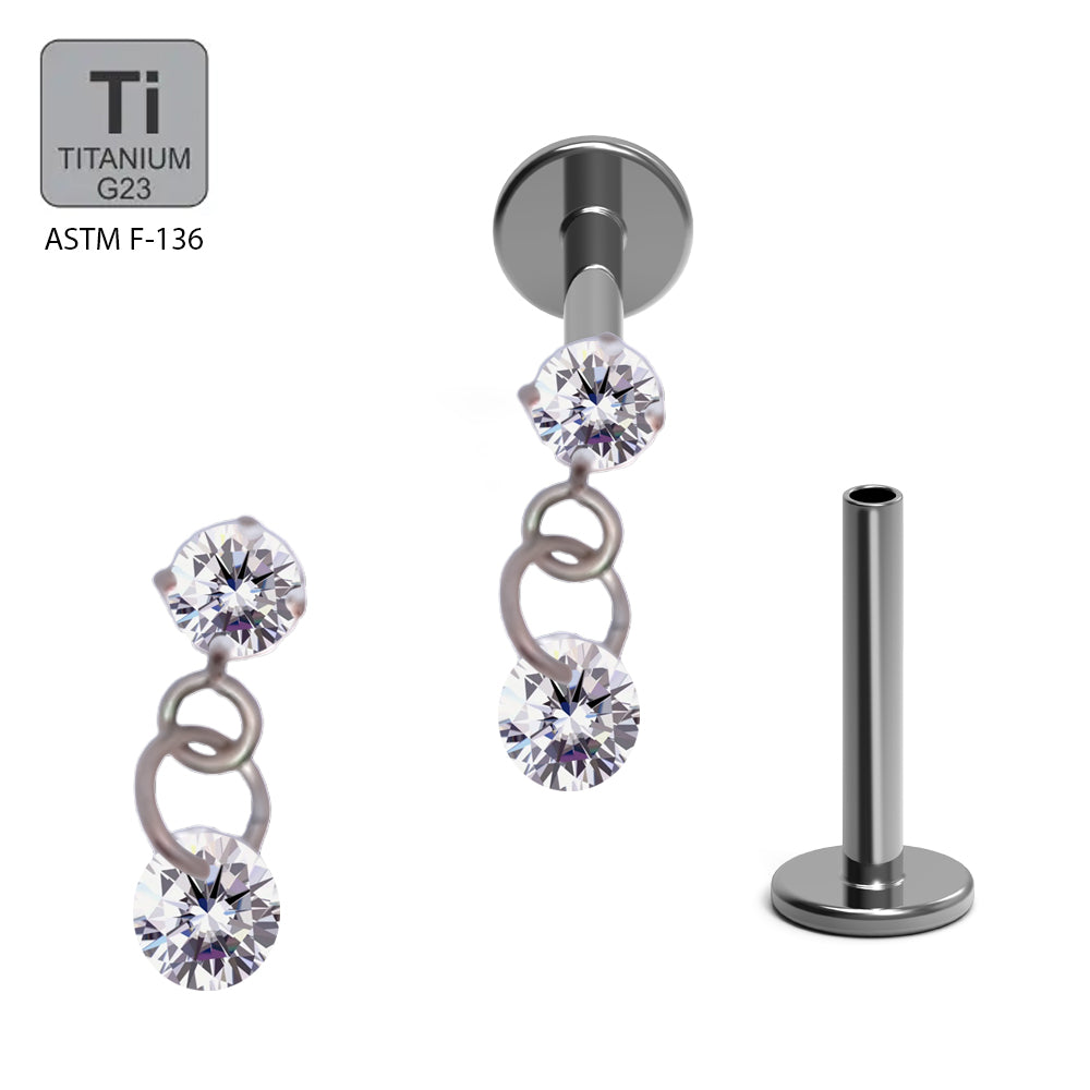 Titan G23 Labret mit Innengewinde mit Dangle im Kristall Design