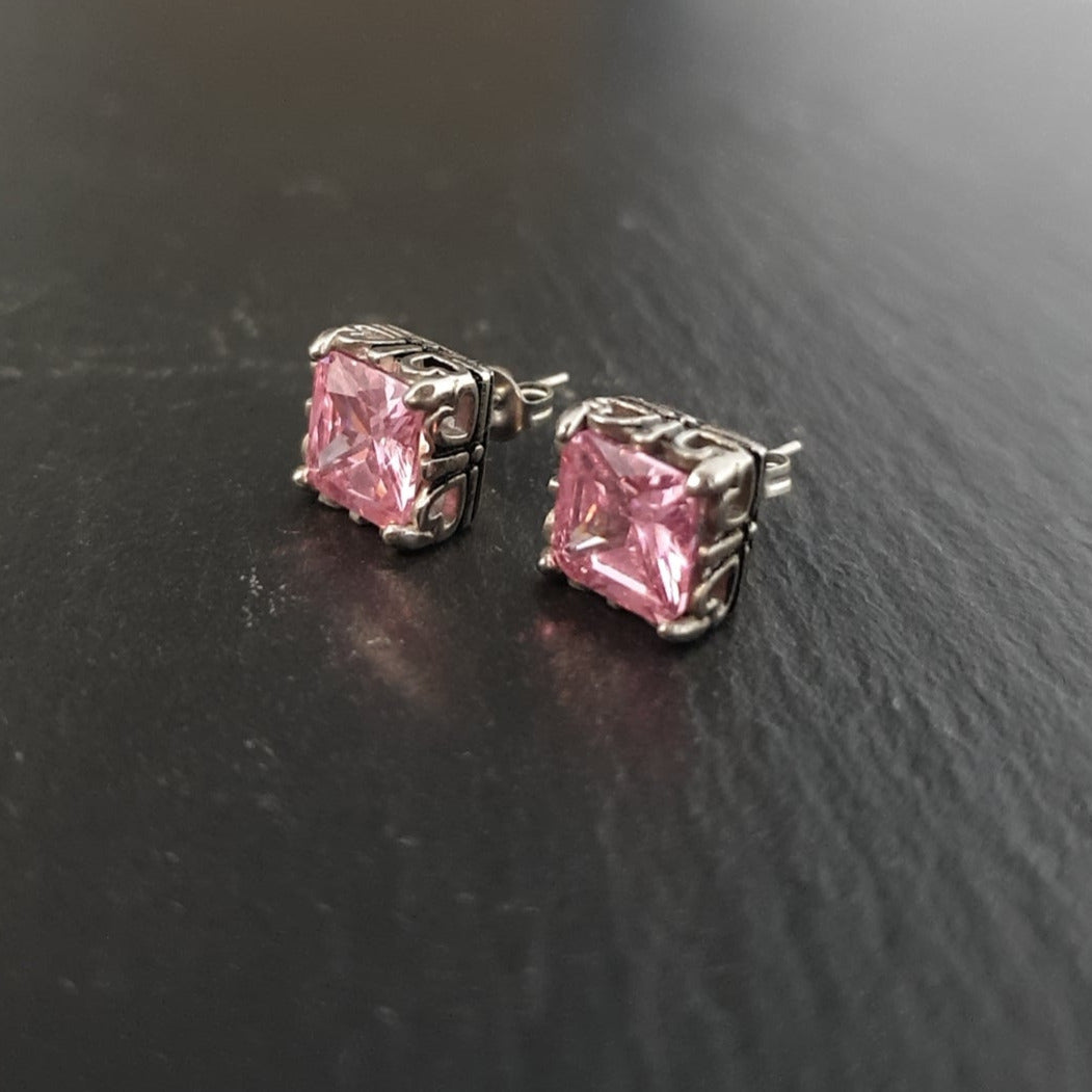 S. Steel Ohrstecker mit Kristall - 10mm/ RS Rose