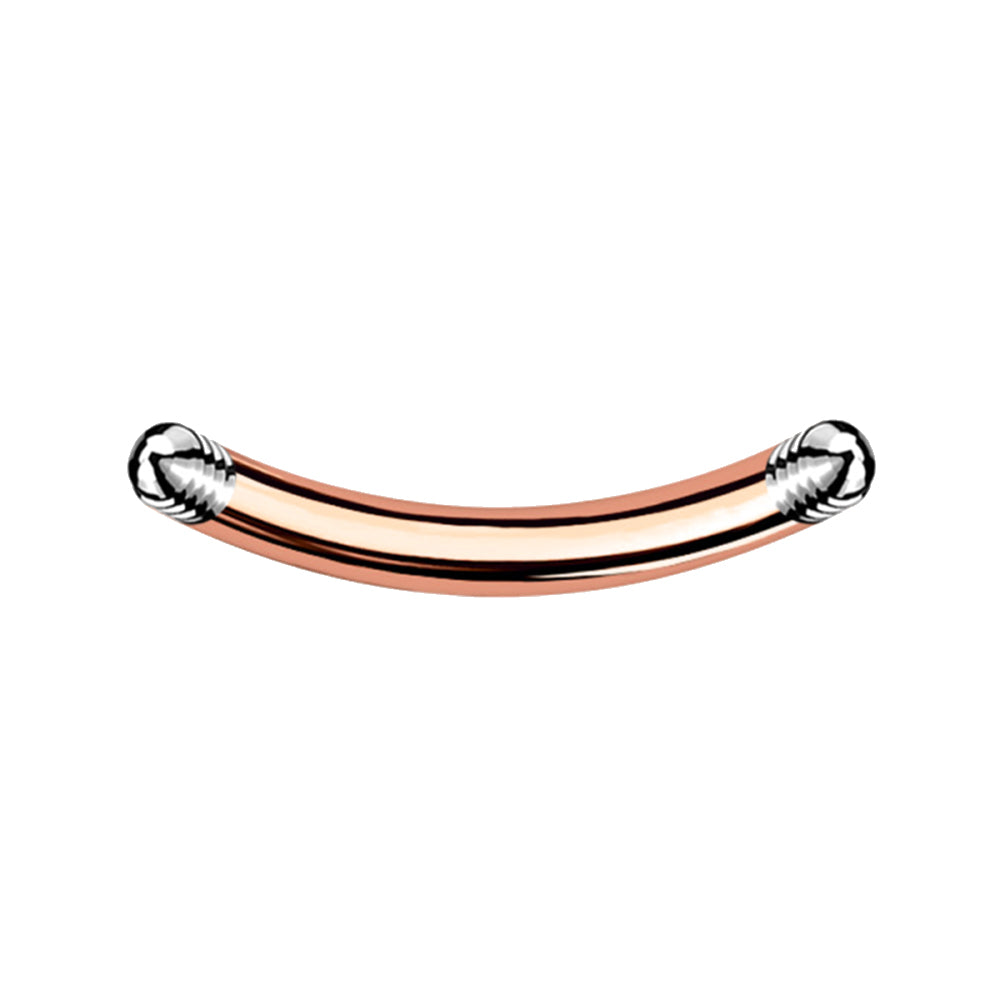 18K Rose Gold Steel Banana ohne Kugeln - Stärke 1.0mm Länge 8mm