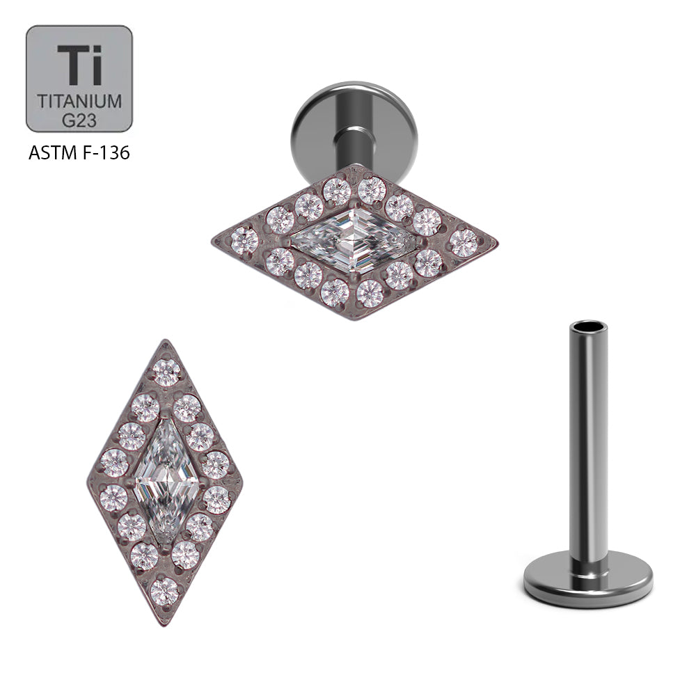 Titan G23 Labret mit Innengewinde und Zirconia Design
