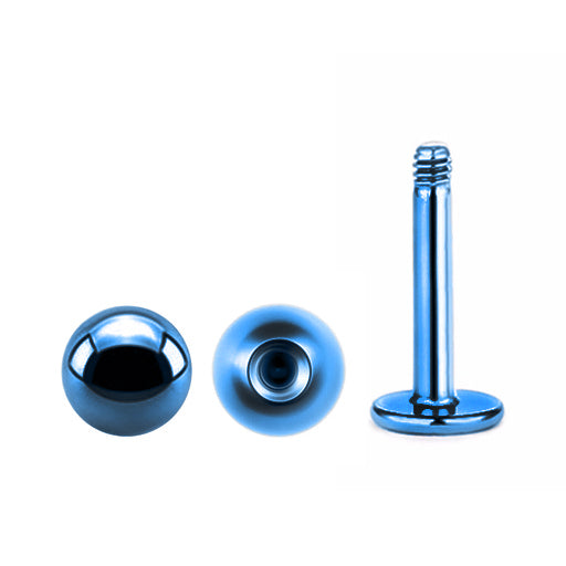 Blue Titan Labret mit Kugel (4mm) - Stärke 1.6mm Länge 8mm