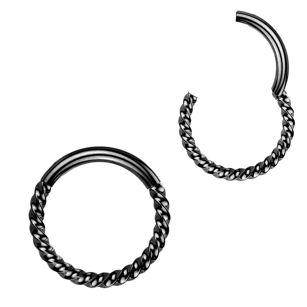 Black Steel Segmentring Clicker - geflochten - Stärke 1.2mm