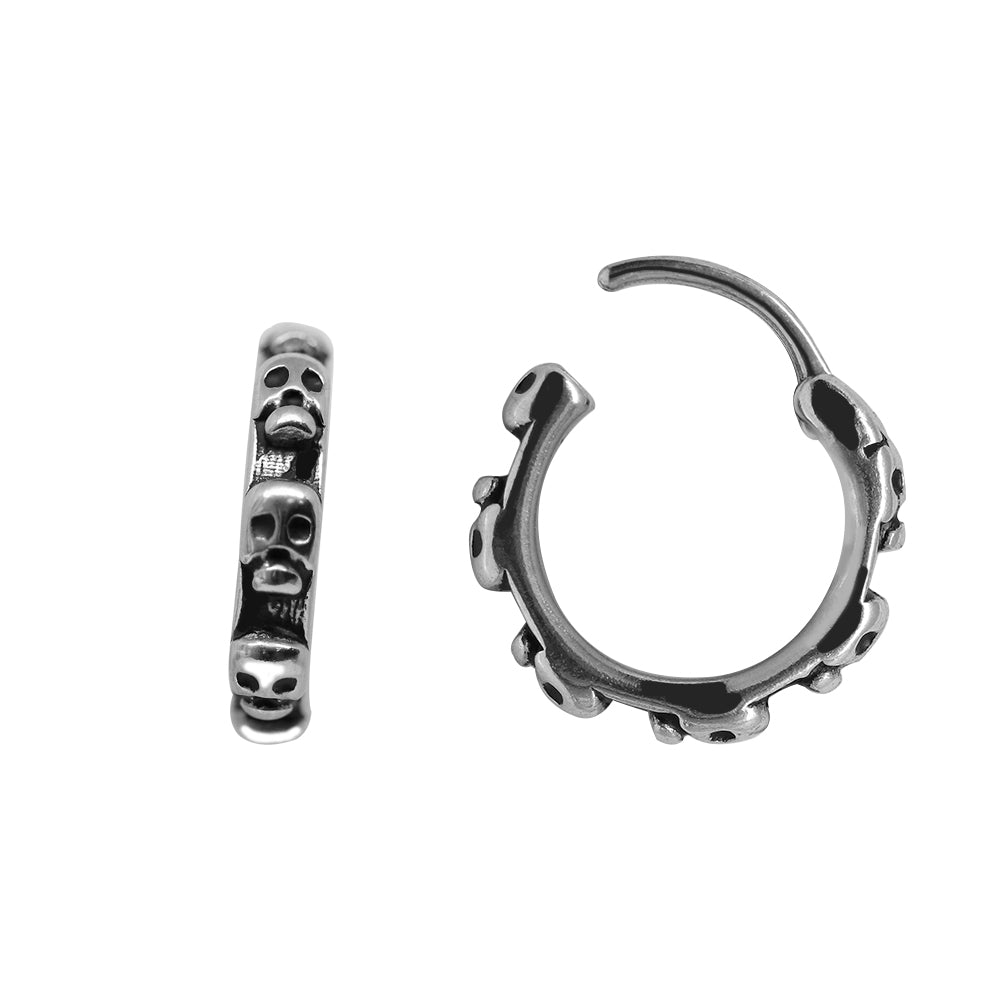 Steel 316L Segmentring Clicker im Totenkopf Design - Stärke 1.0mm Durchmesser 11mm