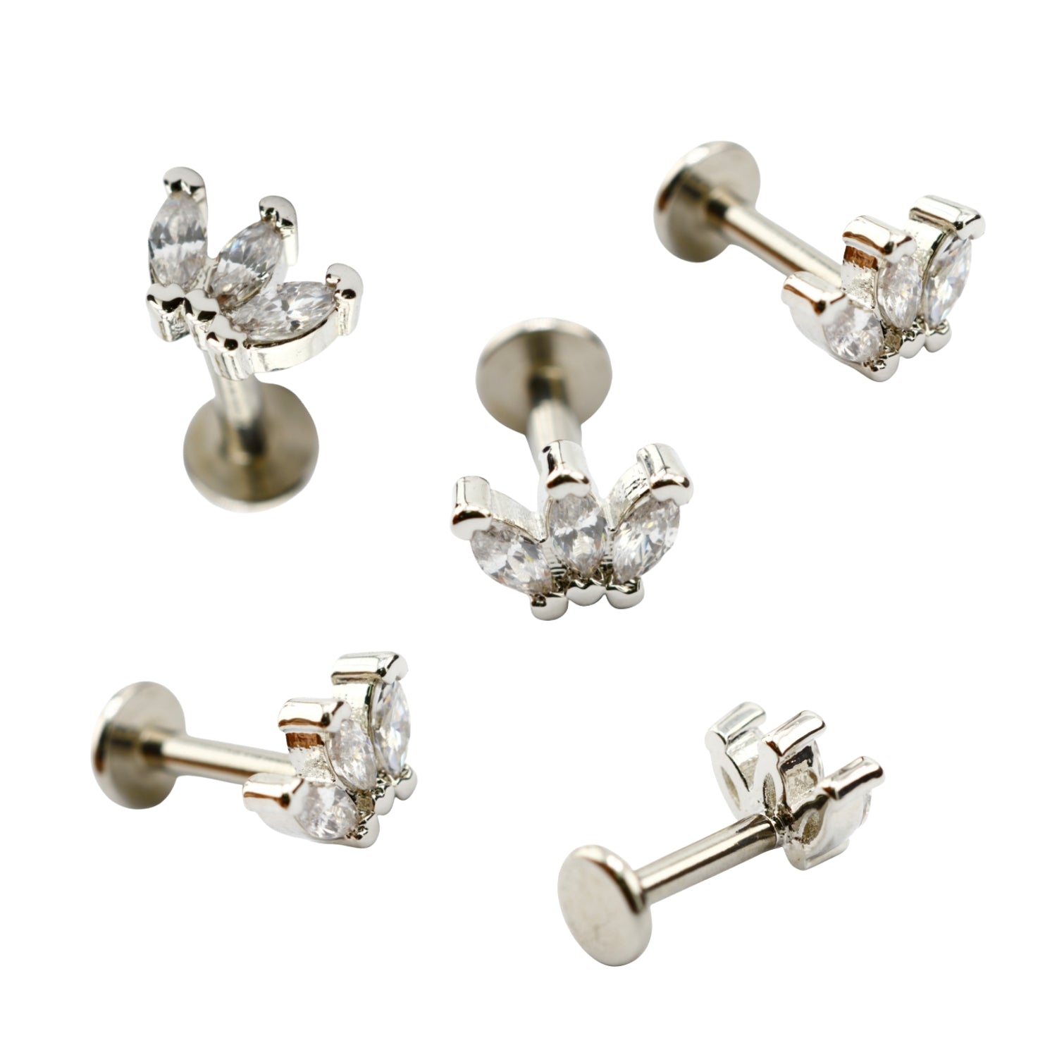 Steel 316L Labret mit Zirkonia im Fashion Design und Innengewinde - Stärke 1.2mm Länge 6mm - Base 4mm
