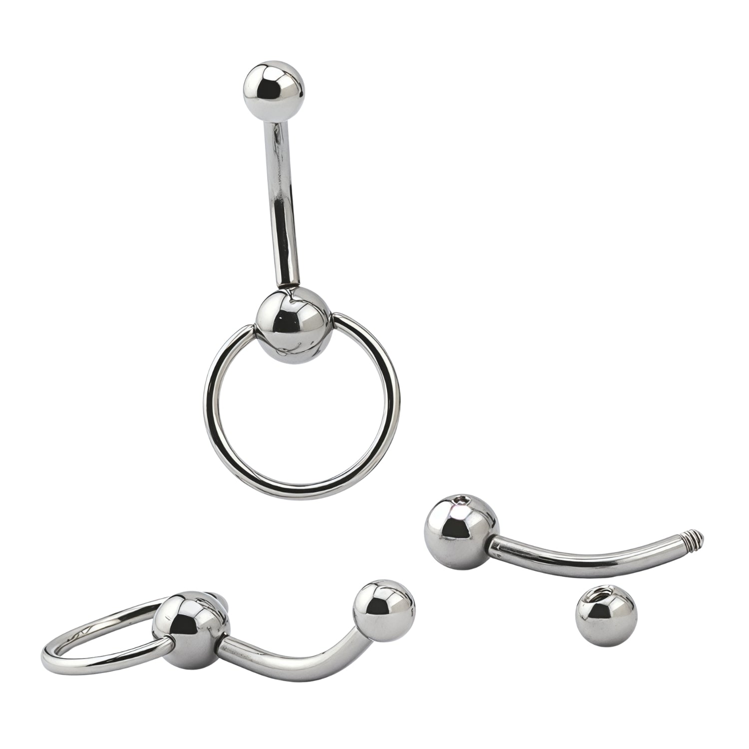 SONDERLÄNGE Steel 316L Banana mit Kugeln und BCR Ring Design - Stärke 1.6mm