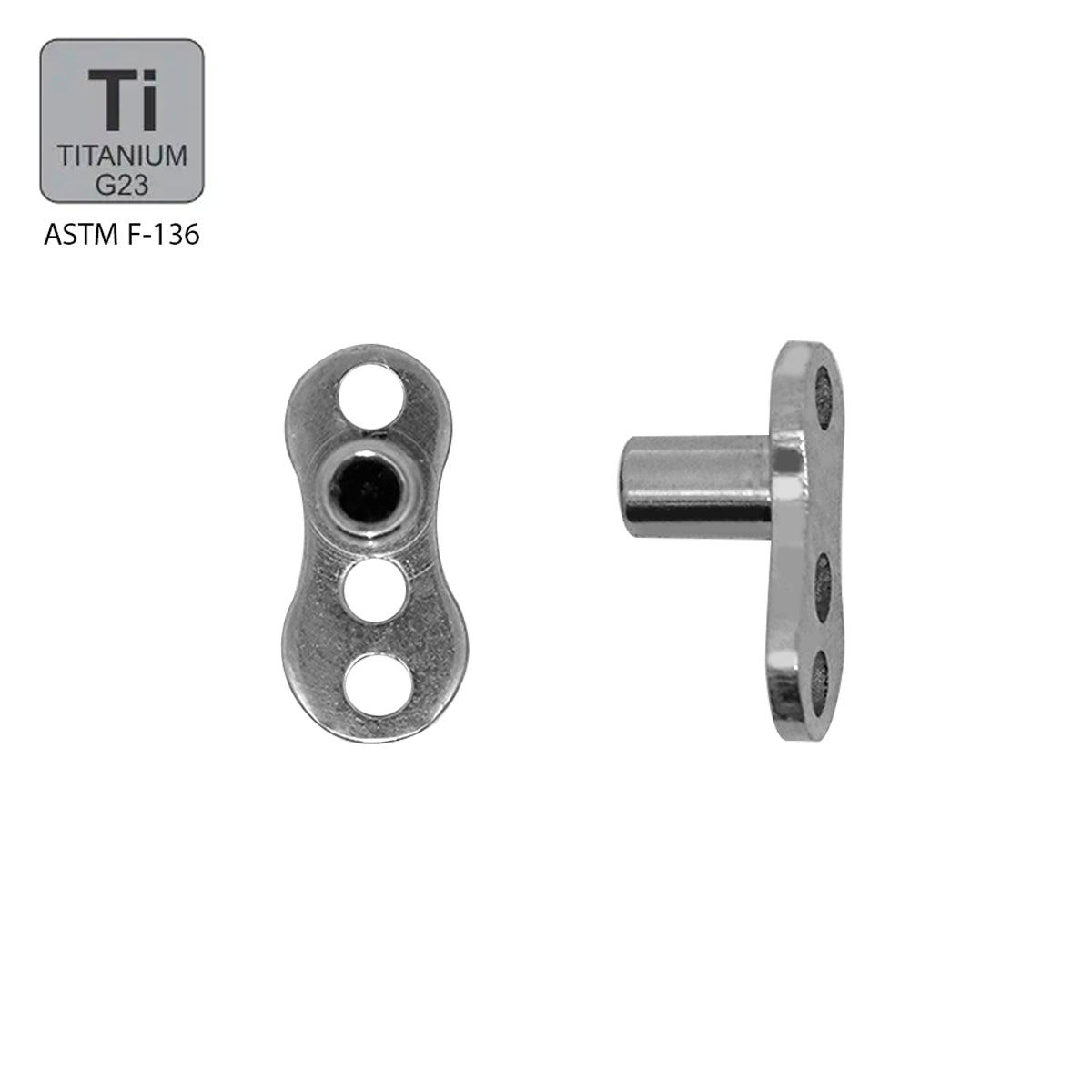 Titan G23 Dermal Anchor Base (3x6mm) - 3 Loch - Internally 1.2mm