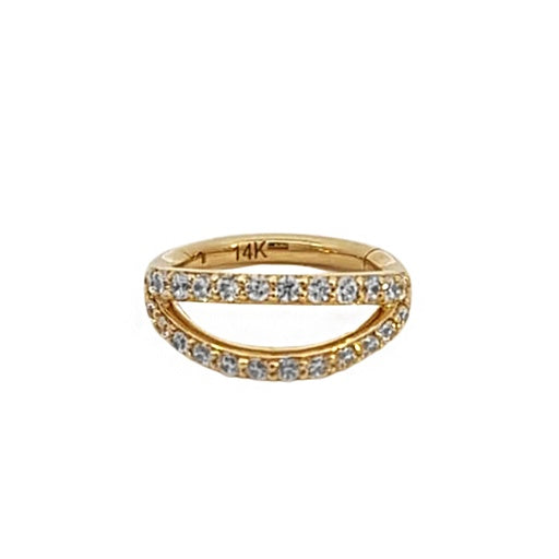 585er Echt-Gelbgold (14K) Segmentring Clicker mit Cubic Zirkonia - Stärke 1.2mm Durchmesser 8mm