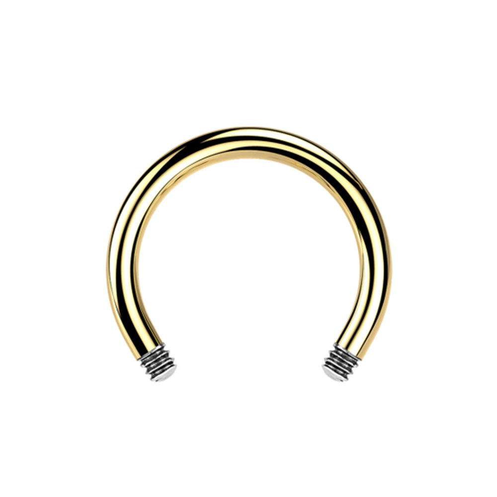 18K Gold Steel Circular Barbell ohne Schraubkugeln - Stärke 1.6mm