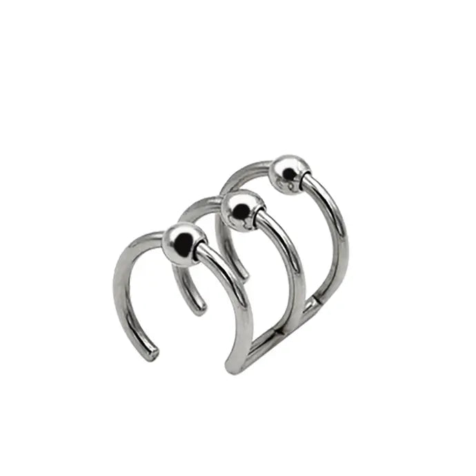 Steel 316L Non Piercing Clip-On mit 3 Ringen und Kugeln - Stärke 1.2mm