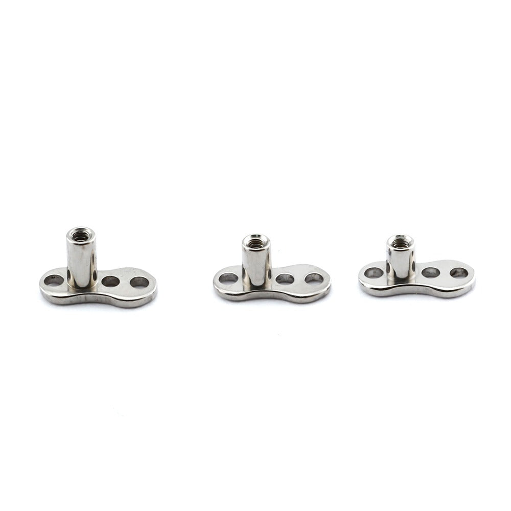 Titan G23 Dermal Anchor Base (3x6mm) für PREMIUM TITAN Collection - 3 Loch - Stärke 1.6mm mit Innengewinde 0.9mm
