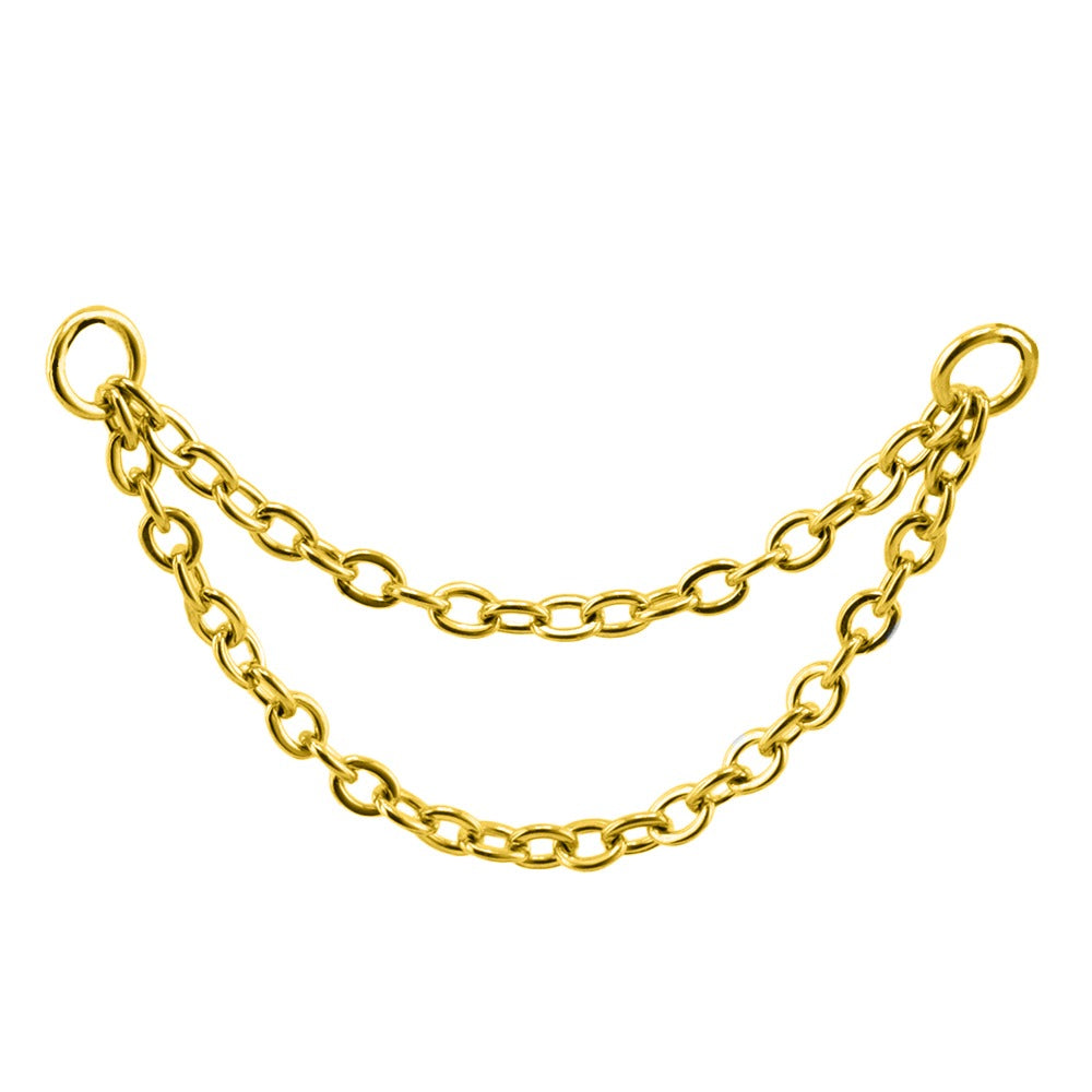 Premium Titan G23 Verbindungskette mit Gelbgold Veredelung - 2 Reihen