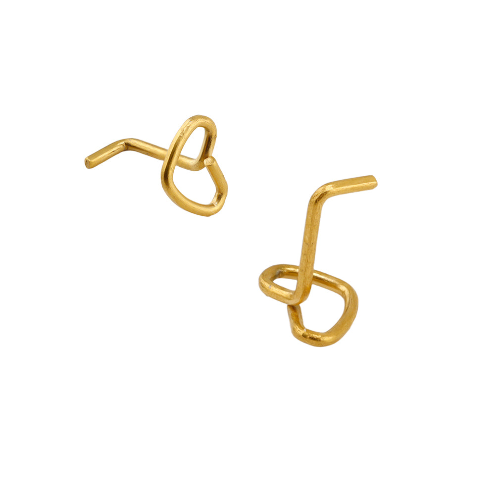 18K Gold Titan L-Form Nasenspirale mit Herz Design - Stärke 0.8mm Länge 8mm
