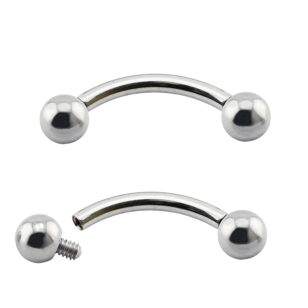 Premium Banana aus Titan G23 mit Weißgold Veredelung - Stärke 1.2mm mit Innengewinde 0.9mm