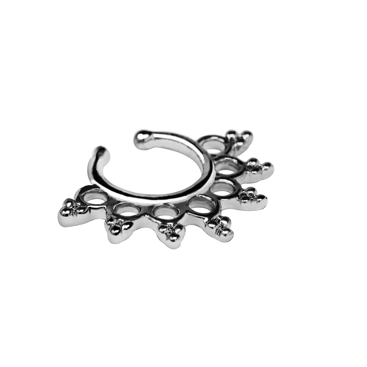Rhodinierter Fashion Brass Clip-On Septum Ring mit Design