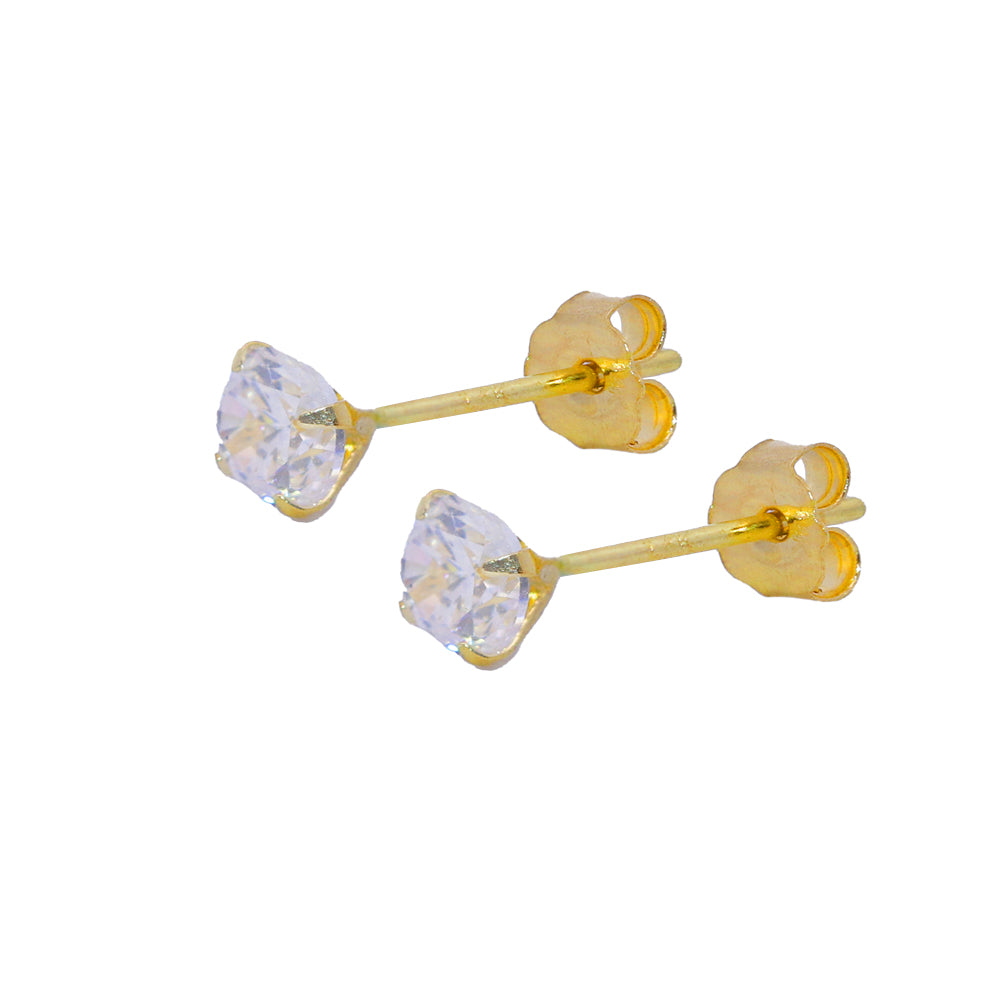 585er Echt-Gelbgold (14K) Ohrstecker mit gefassten Kristallen