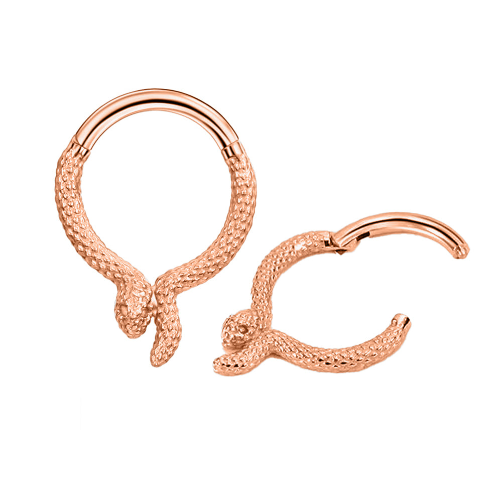 18K Rose Gold Steel Segmentring Clicker mit Schlangen Design - Stärke 1.2mm Durchmesser 8mm