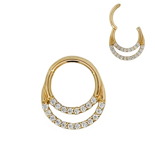 585er Echt-Gelbgold (14K) Segmentring Clicker mit Cubic Zirkonia - Stärke 1.2mm Durchmesser 8mm