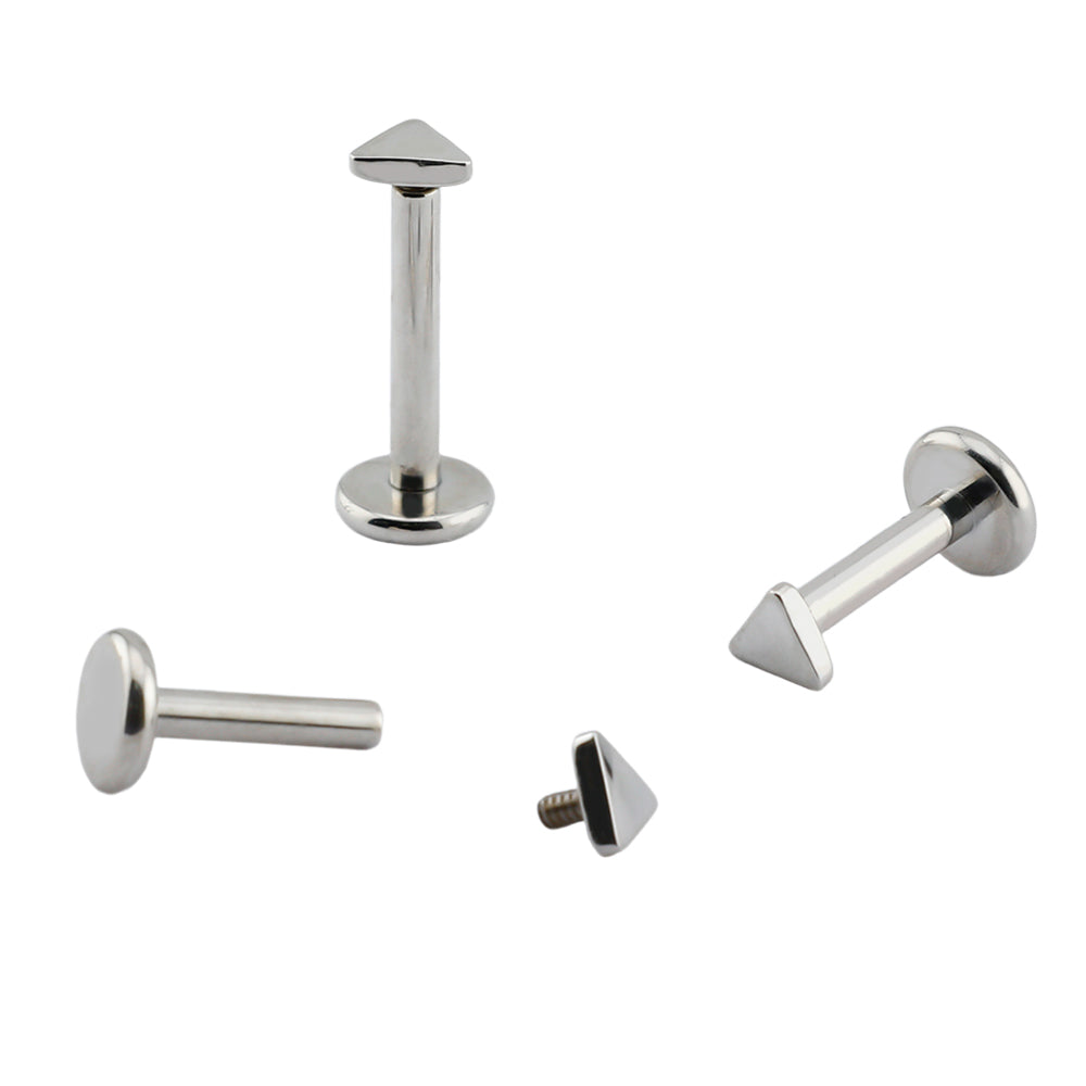 Premium Labret aus Titan G23 mit Weißgold Veredelung und Design - Stärke 1.2mm mit Innengewinde 0.9mm