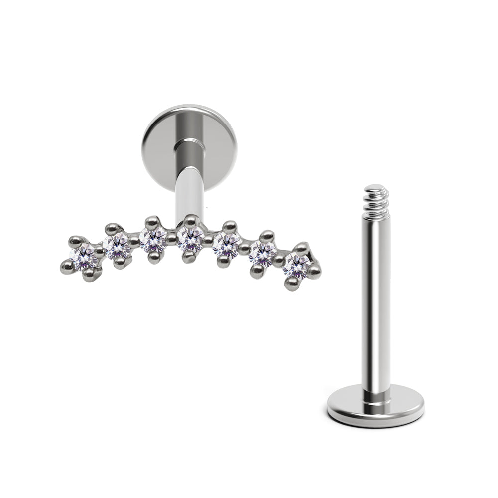 Steel 316L Helix Labret im Fashion Design mit Kristallen - Kristallklar - Stärke 1.2mm