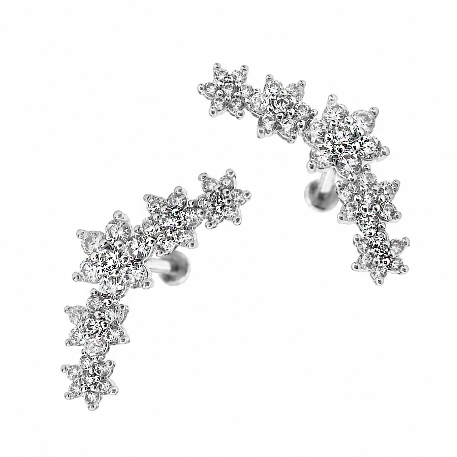 Steel 316L Labret mit Zirkonia im Fashion Design und Innengewinde - Stärke 1.2mm Länge 8mm - Base 3mm
