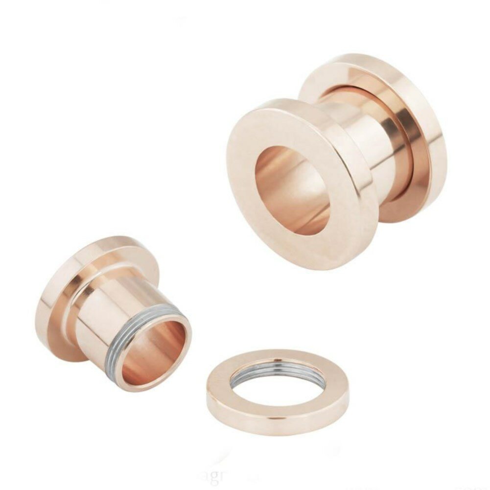 18K Rose Gold Steel Flesh Tunnel - Spiegel Glanz Poliert